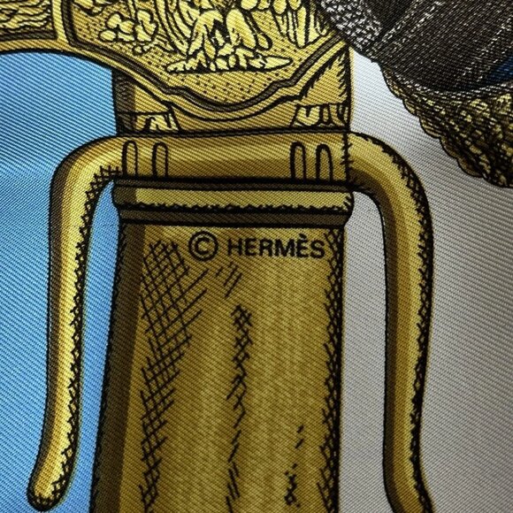 HERMES Carre 90 - Light Blue Cream Multi Scarf  153-041725 - Picture 6 of 6